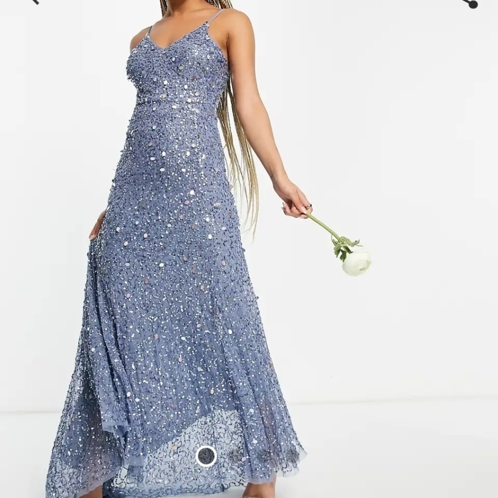 Blue Sequin Maxi Dress by Beauut Cue